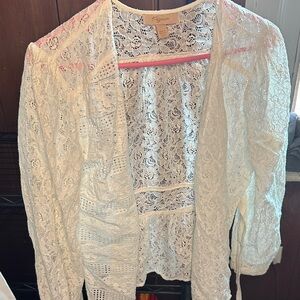 Lightweight Lace Open Cardigan - Cream